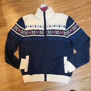 NWT -Nebulus Norwegian Zip Cardigan Fair Isle pockets Acrylic 2XL -US, 3XL-EUR